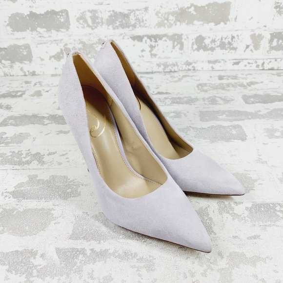 New Sam Edelman Antonia Light Violet Suede Pointed Toe Spool Heel Pumps W534 - Picture 4 of 14